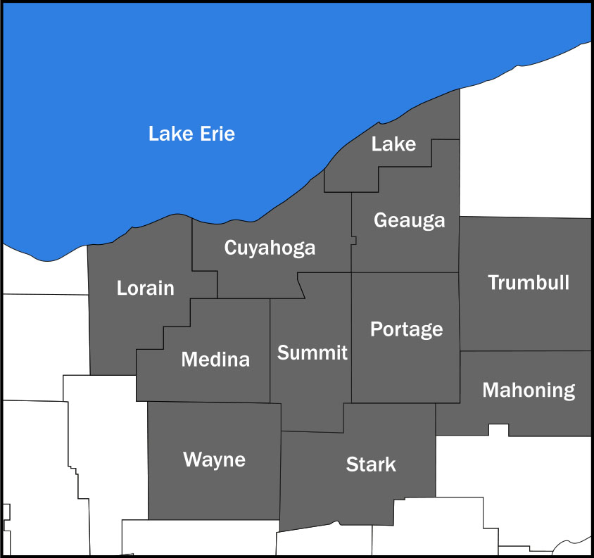 Map of counties served